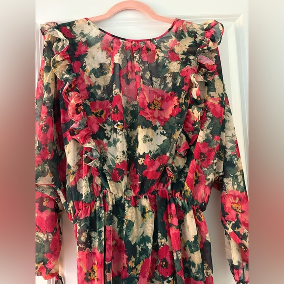 H&M Floral Green Ruffle Mini Dress – M – Excellent Condition - Picture 8 of 16